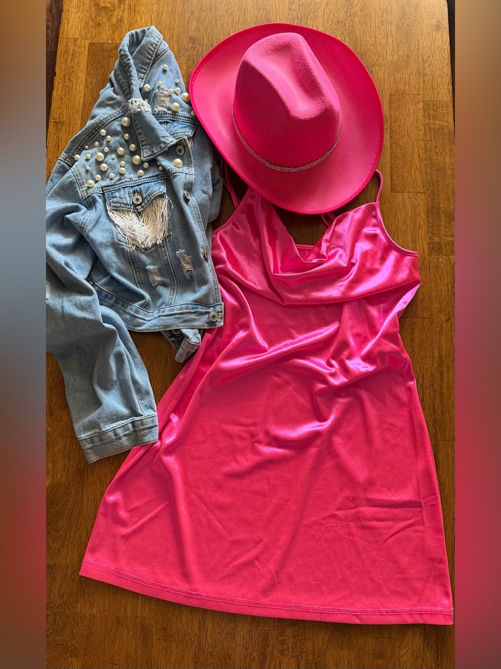 Zaful Hot Pink Satin Cowl Neck Mini Dress/ bridal shower outfit/ bridesmaid/ DIY